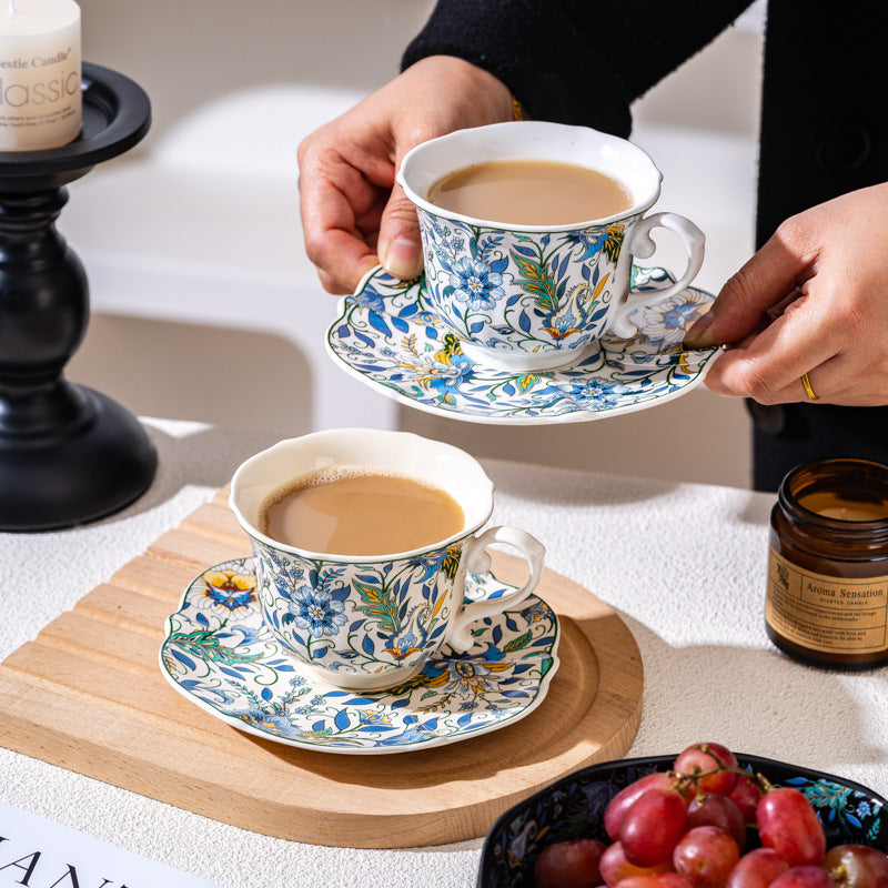 [TheBellozia] Blue Floral Fantasy Cup and Saucer Set